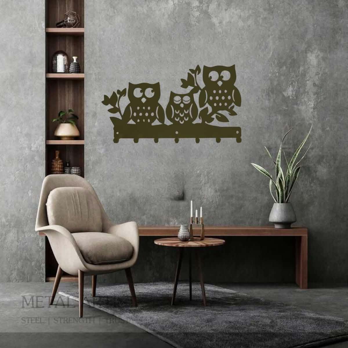 Owl Key Holder | Personalized Name Key Rack - Metal Artist