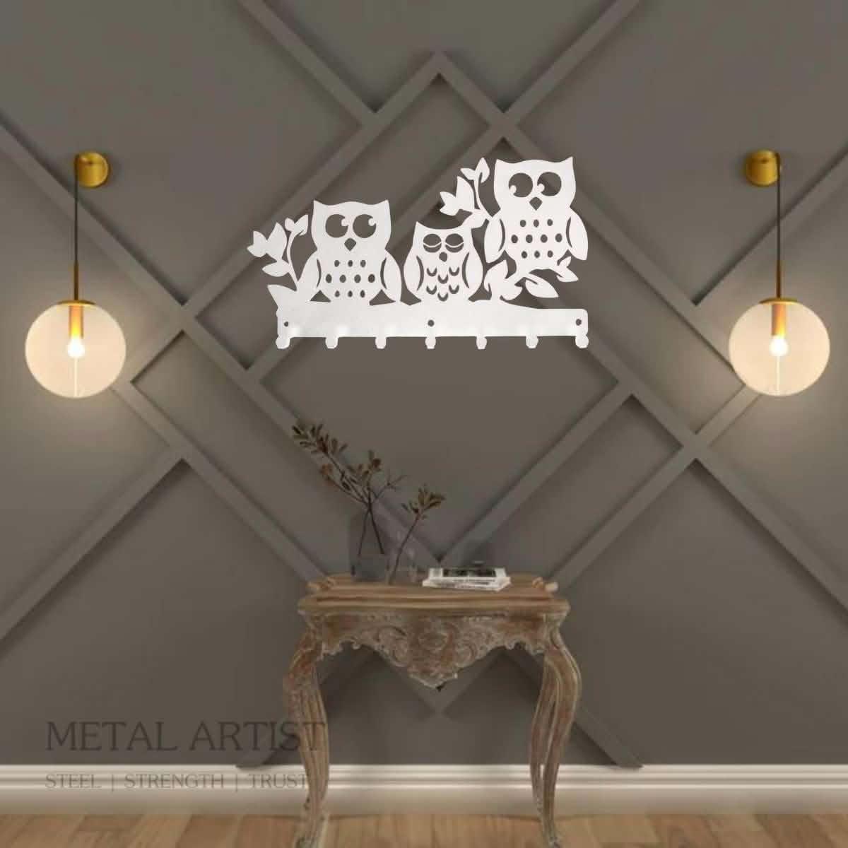 Owl Key Holder | Personalized Name Key Rack - Metal Artist