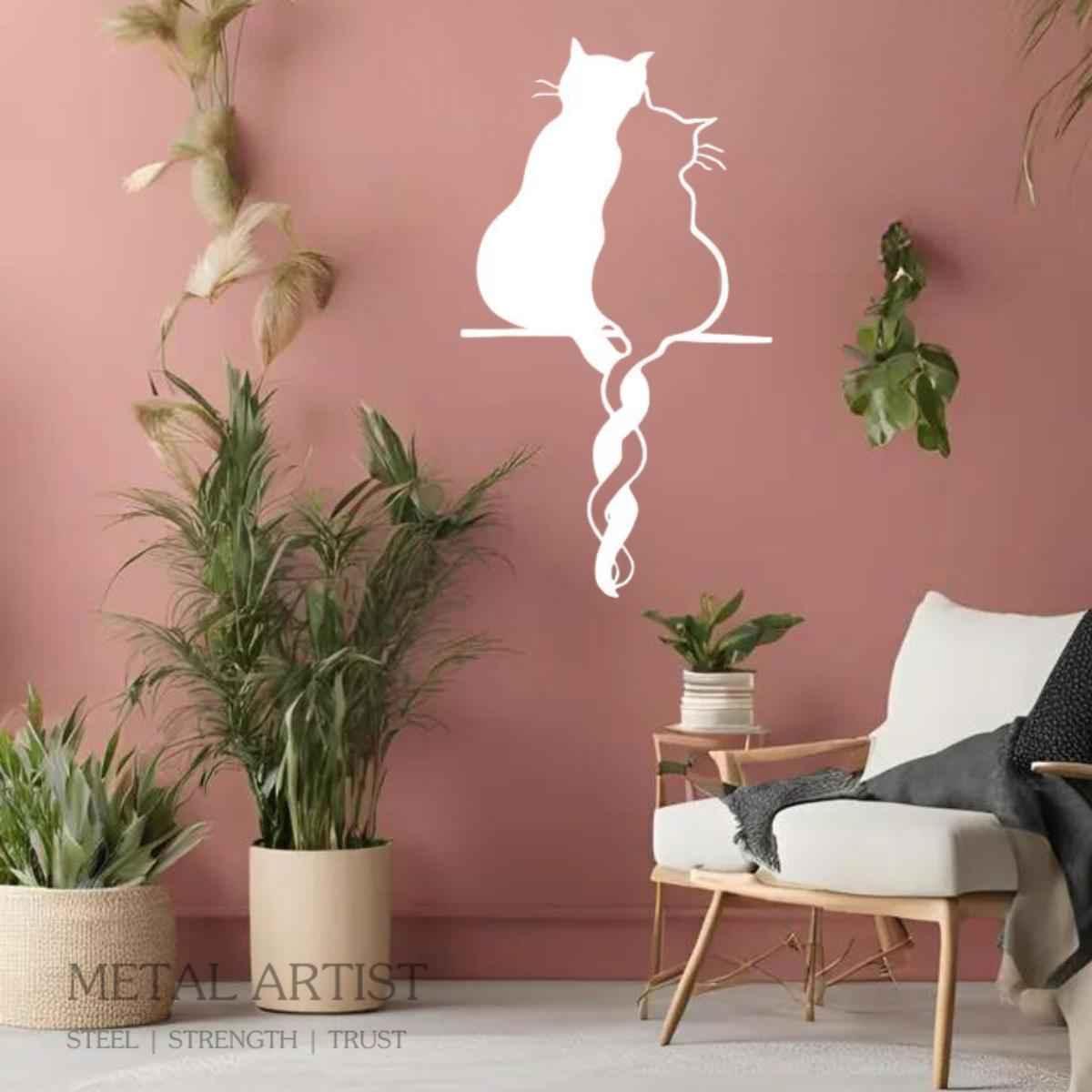 Cats In Love Wall Decor - Metal Artist