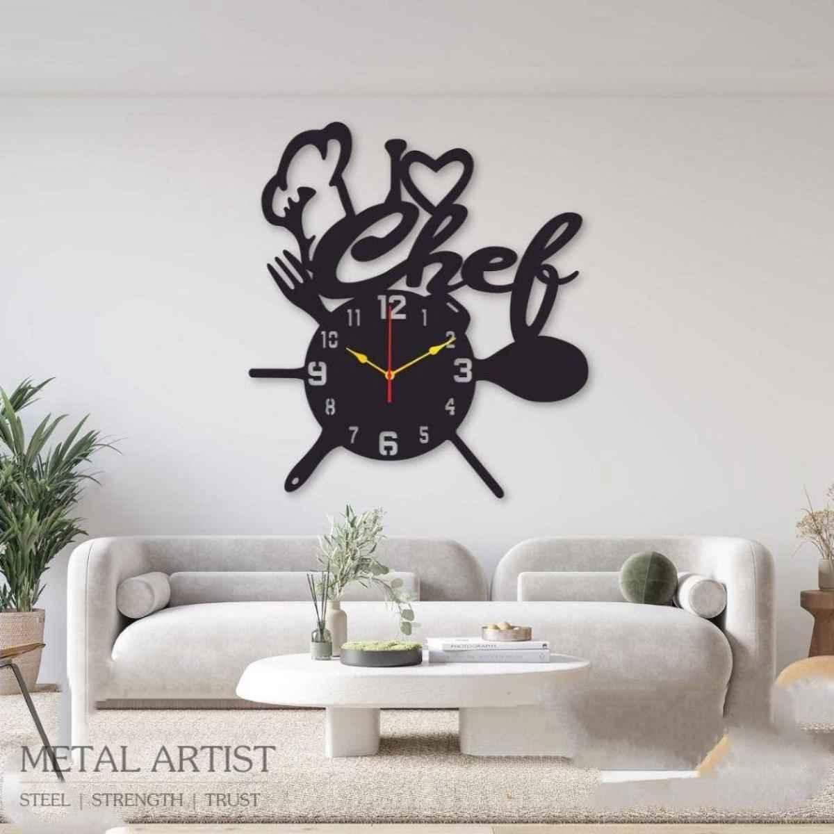 Chef Kitchen Metal Wall Clock - Metal Artist