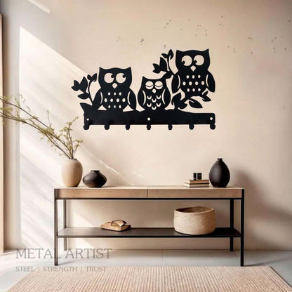 Owl Key Holder | Personalized Name Key Rack - Metal Artist