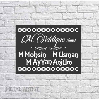 Personalized House Name Plate Designs - Metal Artist