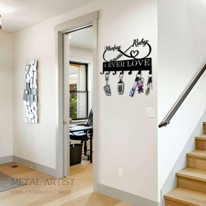 Personalized Name Key Rack | Metal Heart Key Rack - Metal Artist